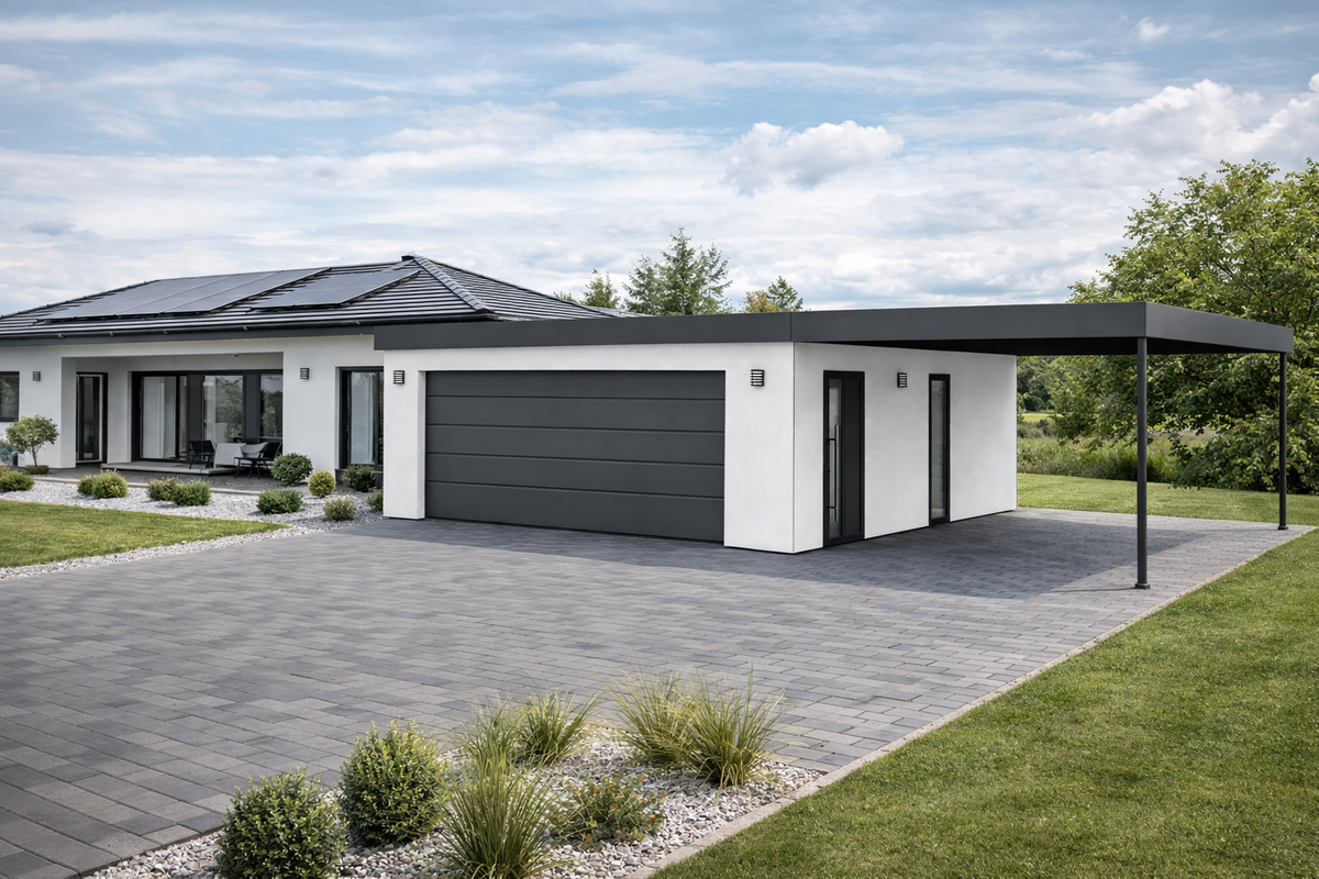 Extenda - dvougaráž s rozšířením o Carport X-port