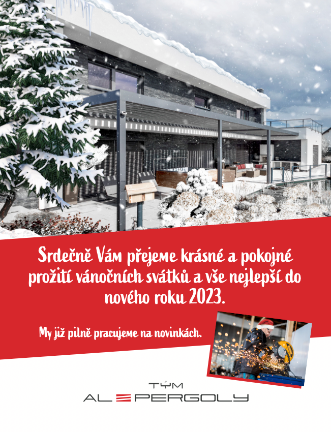 Za celý tým AL Pergoly Vám přejeme klidné prožití vánočních svátků a úspěšný nový rok 2023.